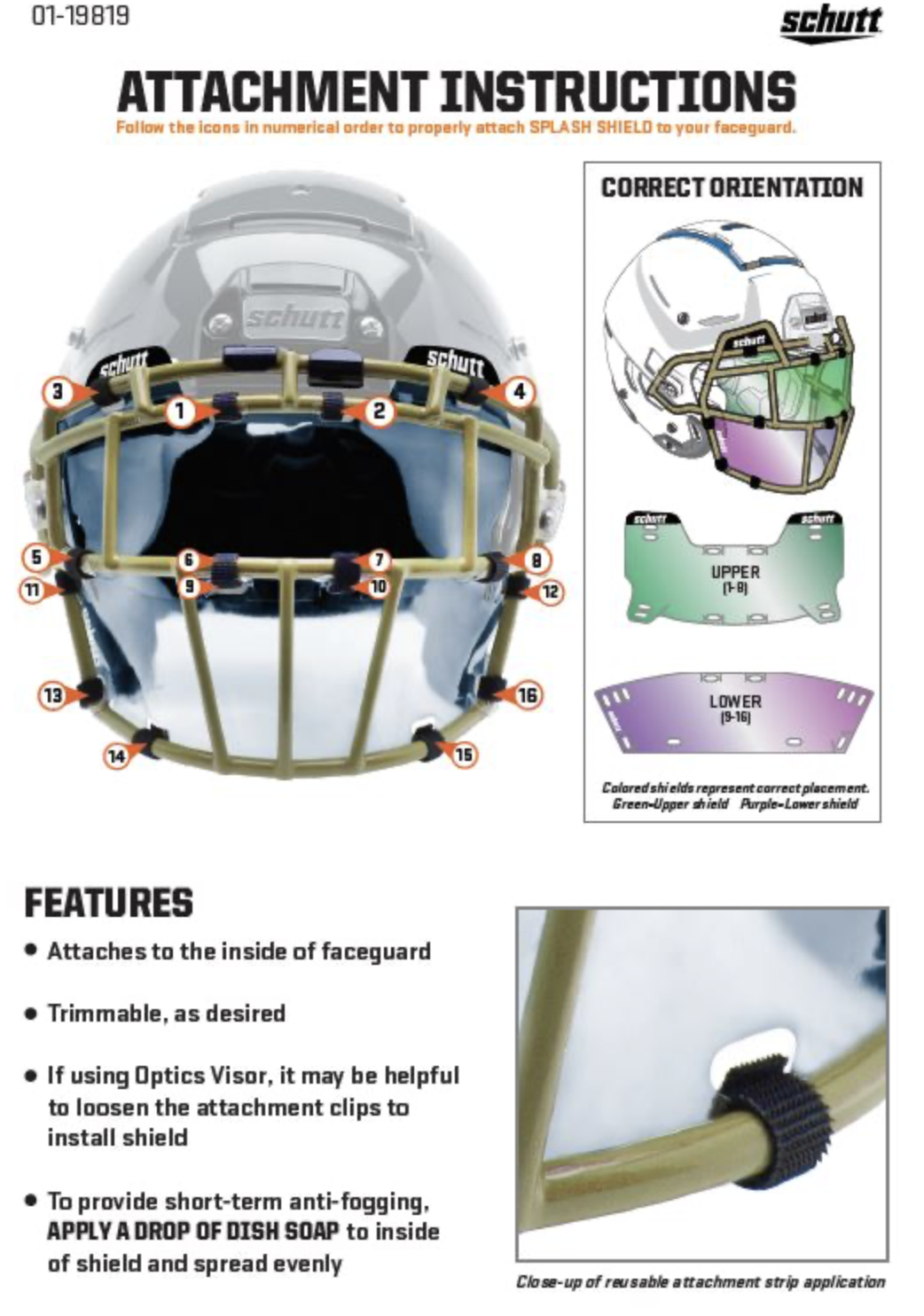 football facemask splash guard