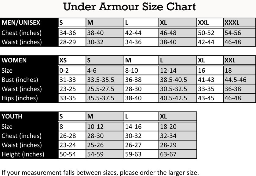 Under Armour - Size Chart - Youth